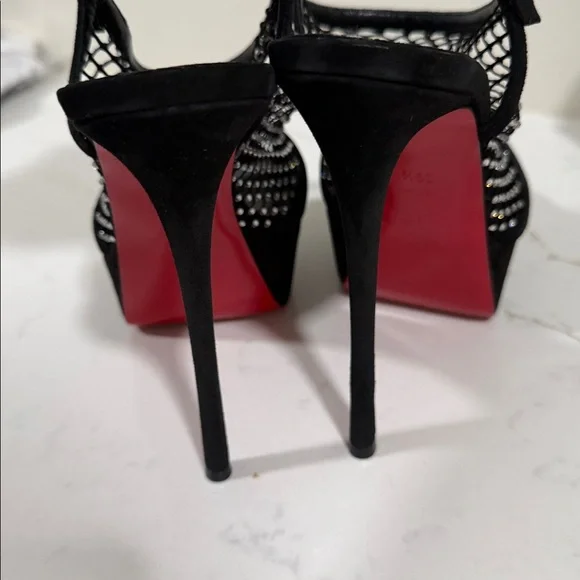 Christian Louboutin PLOUGESTA ALTA STRASS Fishnet Heels Pump Shoes Sandal $1445 - Picture 7 of 10